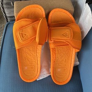 Adidas Orange Pharrell Williams Collab reflexology slides size US9 padded
